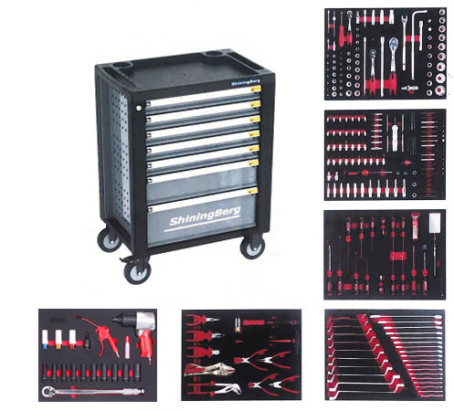 Тележка 7 полок с набором инструмента, 341 предмета