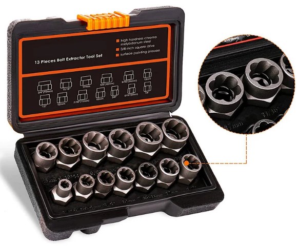 Набор головок для поврежденных болтов и гаек 3/8