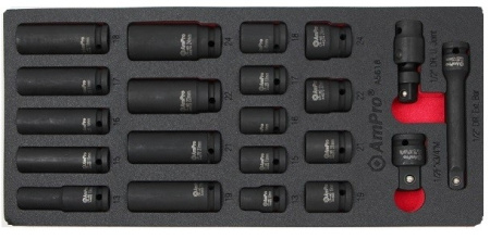 Набор головок ударных 1/2" , 21 пр. AmPro A5618