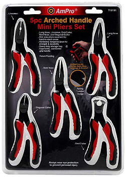 Набор мини-плоскогубцев (мини-зажимов) 5 ед. AmPro T19191