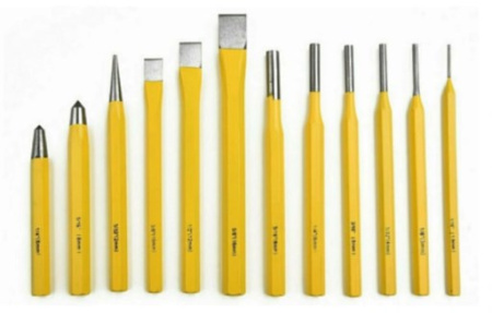 Набір із 12 зубил, центрирувальних та штифтових пробивних машин 117611A