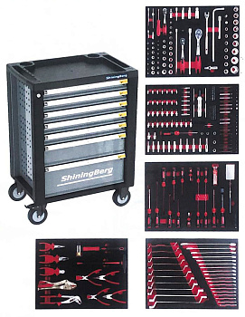 Тележка 7 полок с набором инструмента, 323 предмета