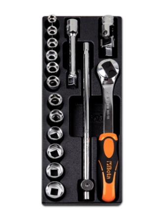 2424 T100-набор головок и аксессуаров 1/2", 16 предметов