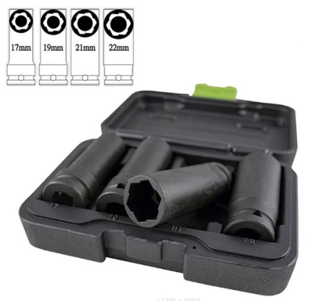 Набор головок для поврежденных болтов и гаек 1/2", 4ед. 114201