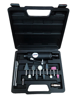 Пневмобормашинка с цанговым зажимом 25000 об/мин с комплектом насадок    11206K