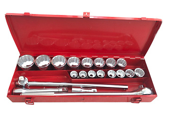 Набор 12 гранных головок и аксессуаров 3/4, 21 предмета