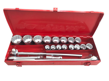 Набор 12 гранных головок и аксессуаров 3/4, 21 предмета