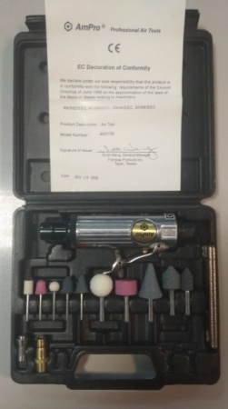 Пневмобормашинка 22000 об/мин с комплектом насадок AmPro A6315Е