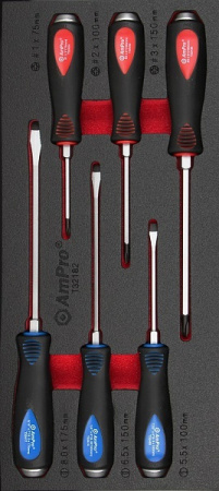 Набор отверток ударных "крест" и "шлиц", 6 пр. AmPro T32182