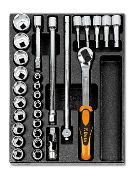 T80 - Набор торцевих головок з трещіткою в ложементі 29 предметів